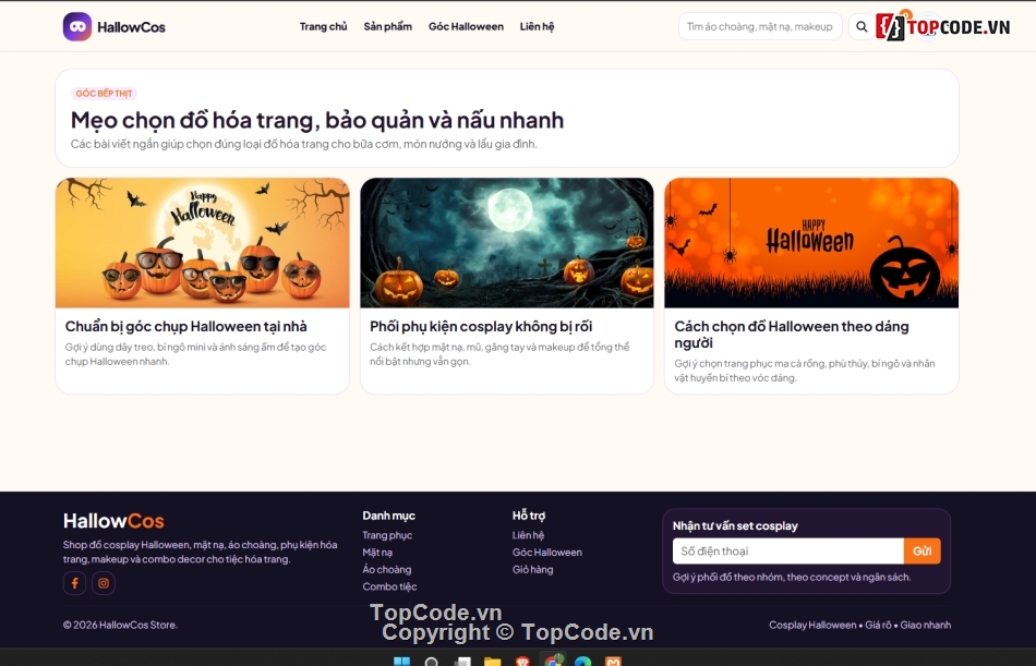 Halloween,đồ án website,bán web